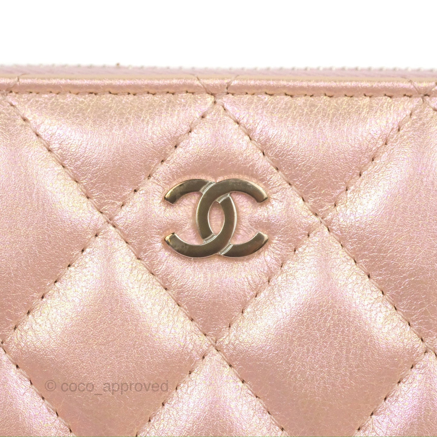 Chanel Classic Zipped Coin Purse Iridescent Pink Calfskin Silver Hardware