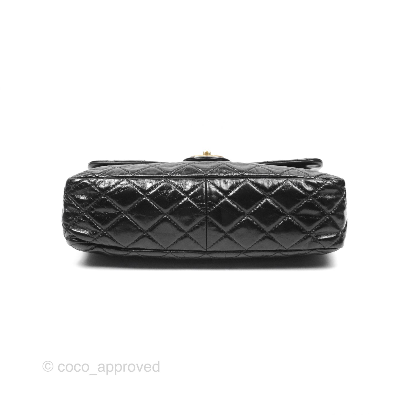 Chanel Medium Castle Rock Flap Black Glazed Calfskin Antique Gold Hardware