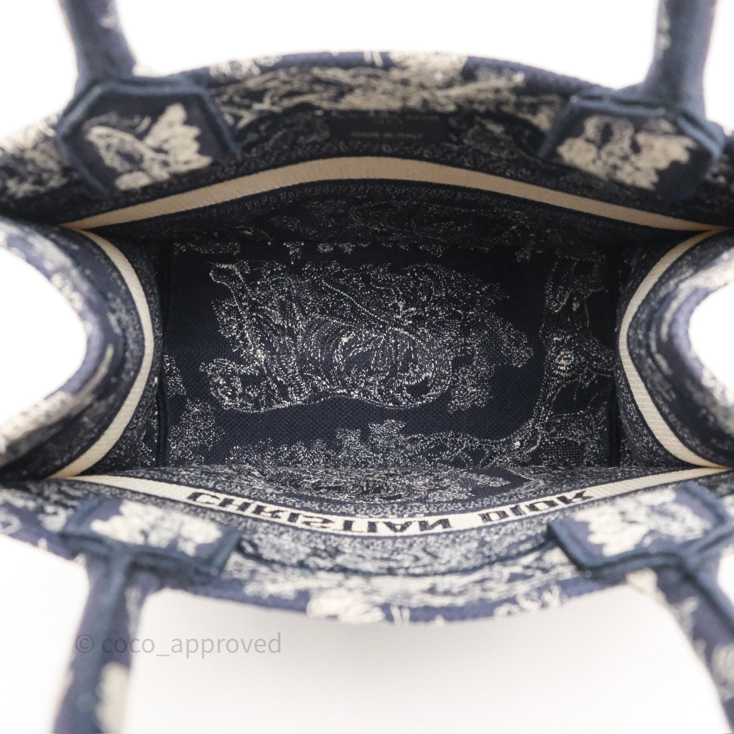 Dior New Small Book Tote Embroidered Toile De Jouy Navy