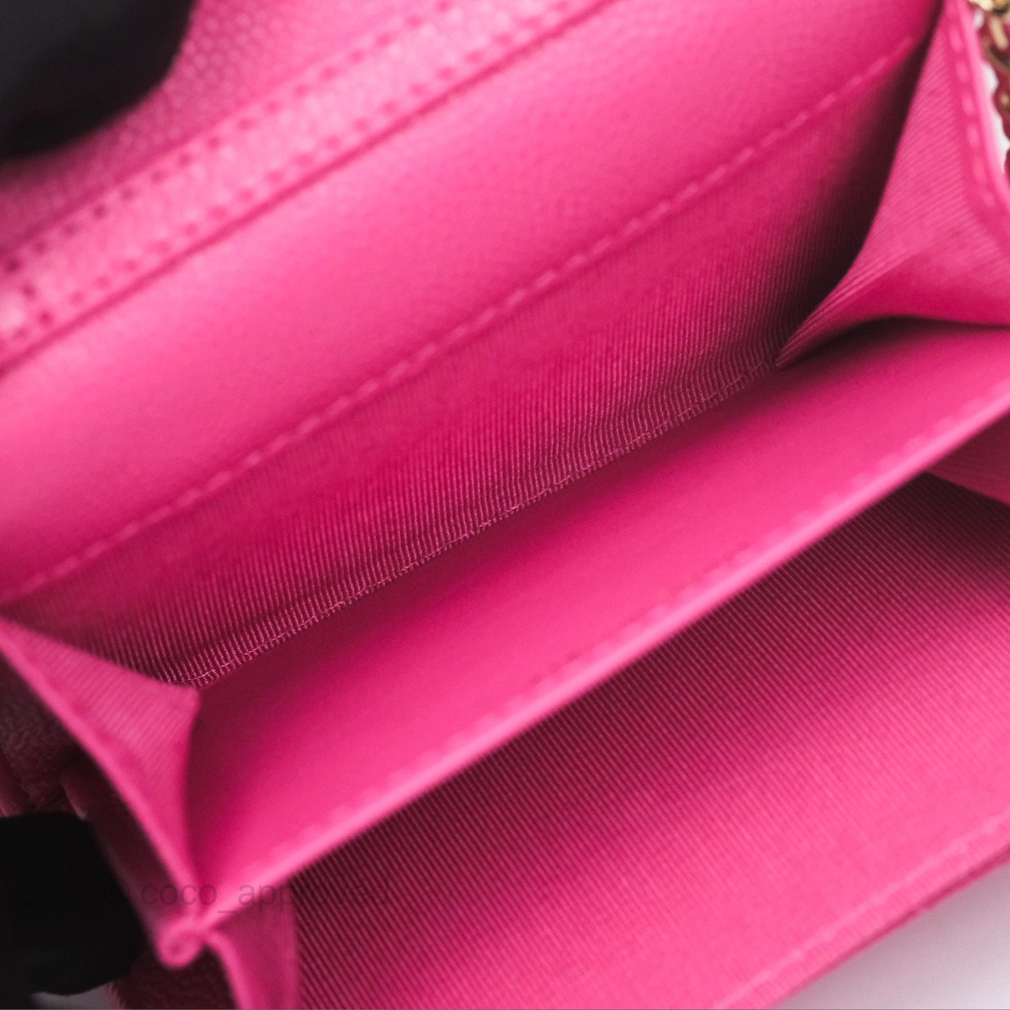 Chanel Mini Wallet With Chain Pink Caviar Gold Hardware