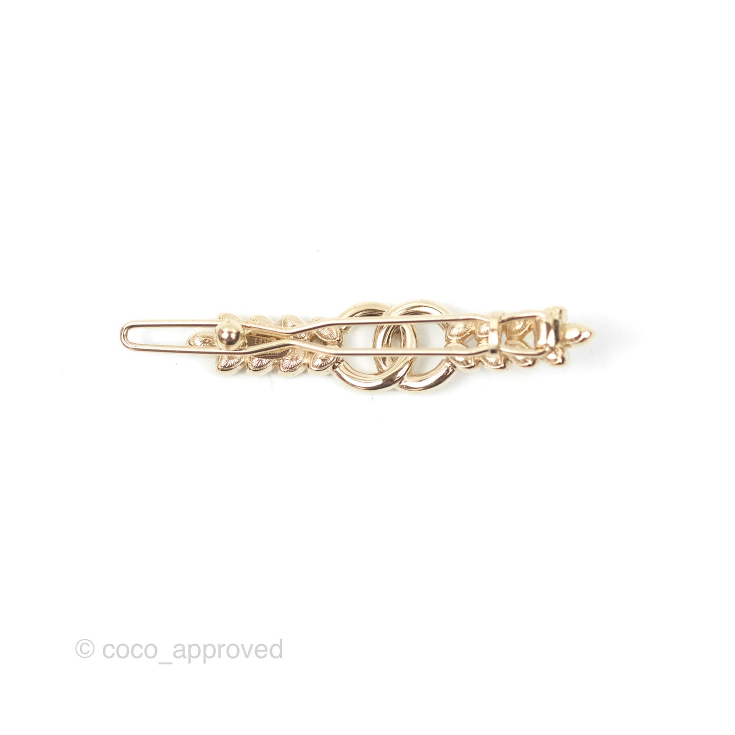 Chanel Leafy CC Crystal Hair Clip Barrette Gold Tone 23S