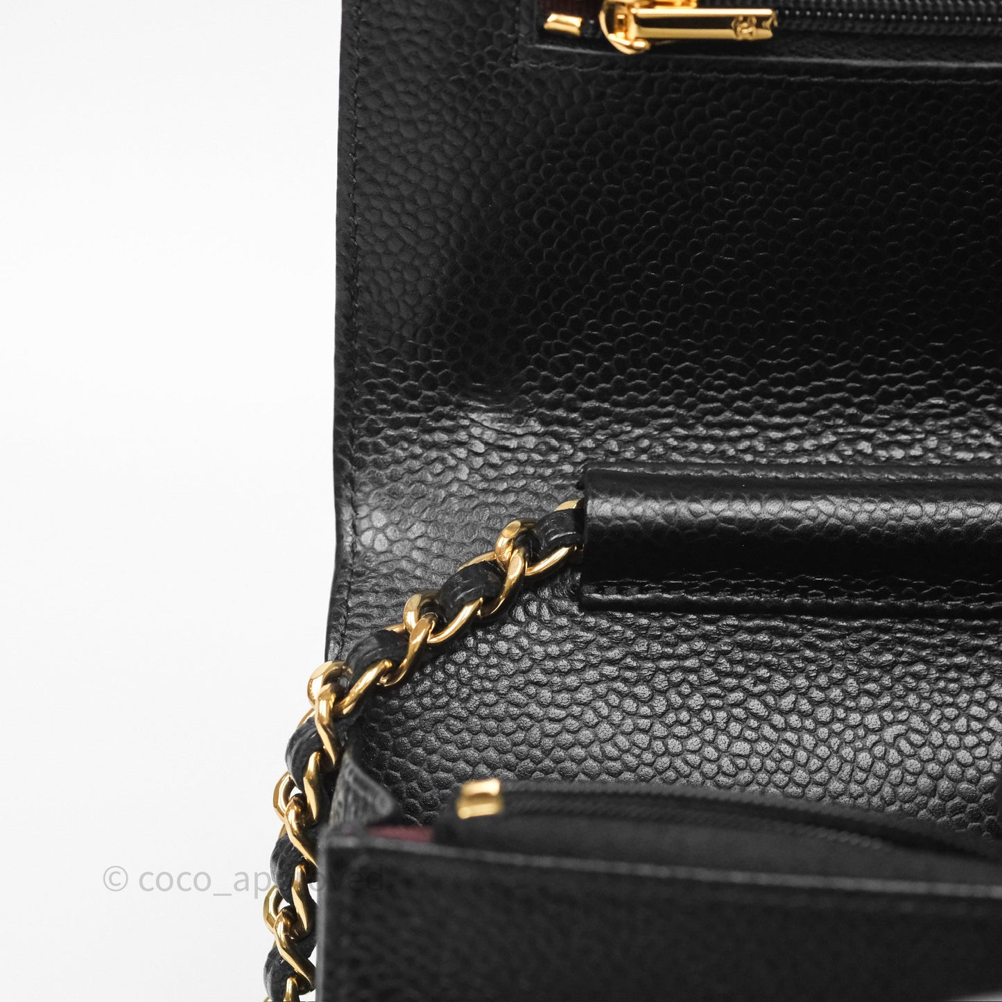 Chanel Classic Wallet On Chain WOC Quilted Black Caviar Gold Hardware