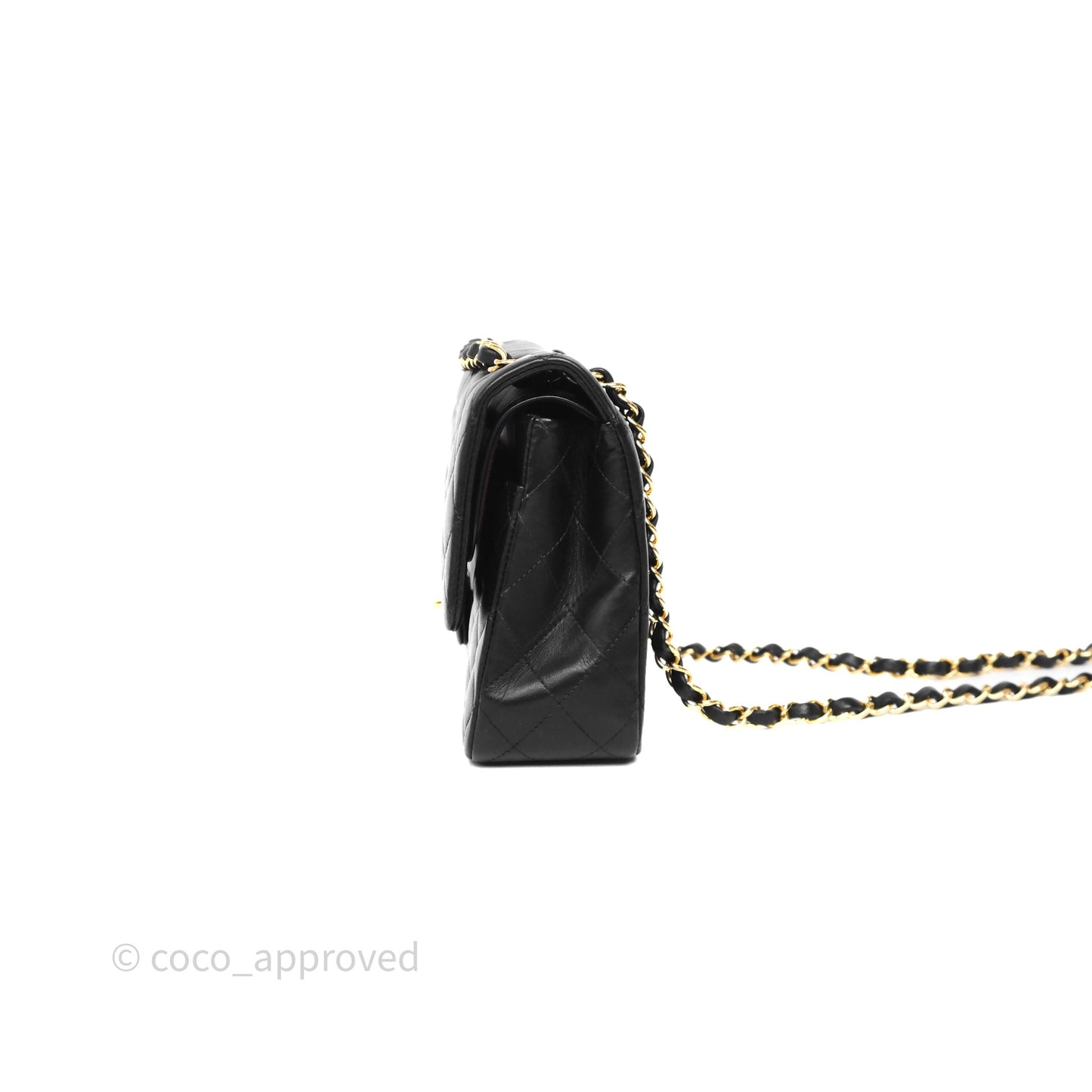 Chanel Quilted Classic M/L Medium Flap  Black Lambskin Gold Hardware