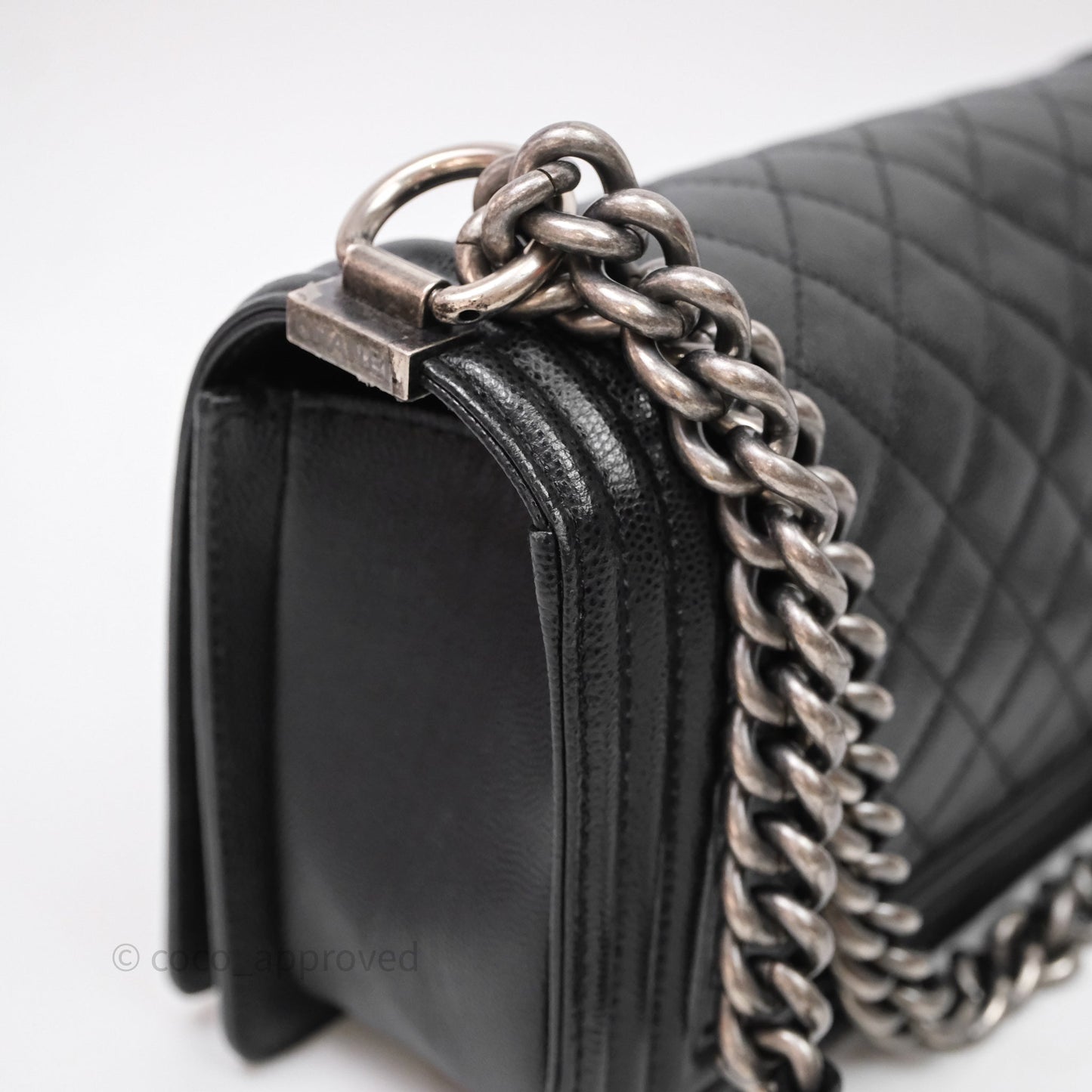 Chanel Medium Boy Quilted Black Caviar Ruthenium Hardware