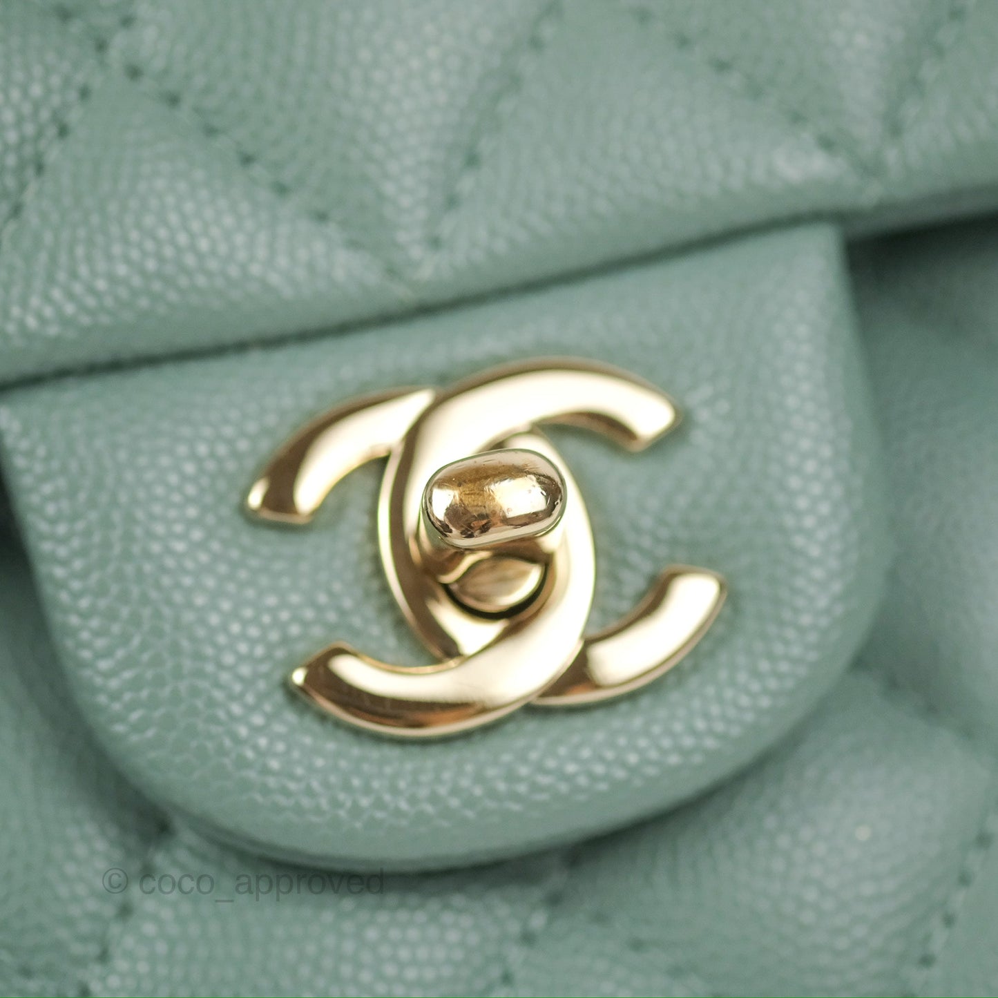 Chanel Classic M/L Medium Flap Quilted Tiffany Green Caviar Gold Hardware