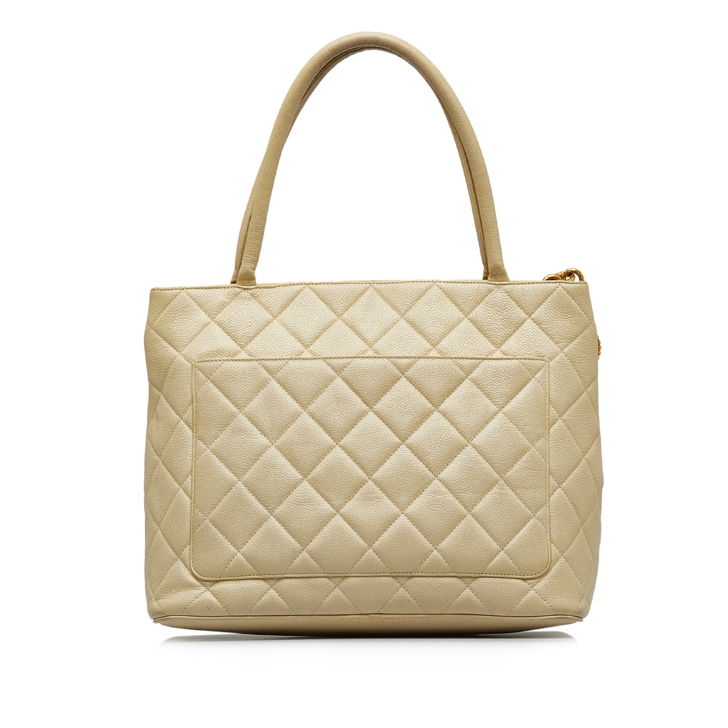 Luxury Chanel Medallion Tote Bag White Caviar Gold