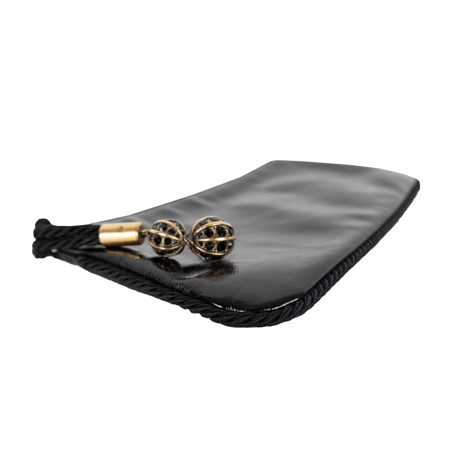 Luxury Gucci Trending 2025 Shiny Leather Clutch with Braided Trim & Tassel - '10s