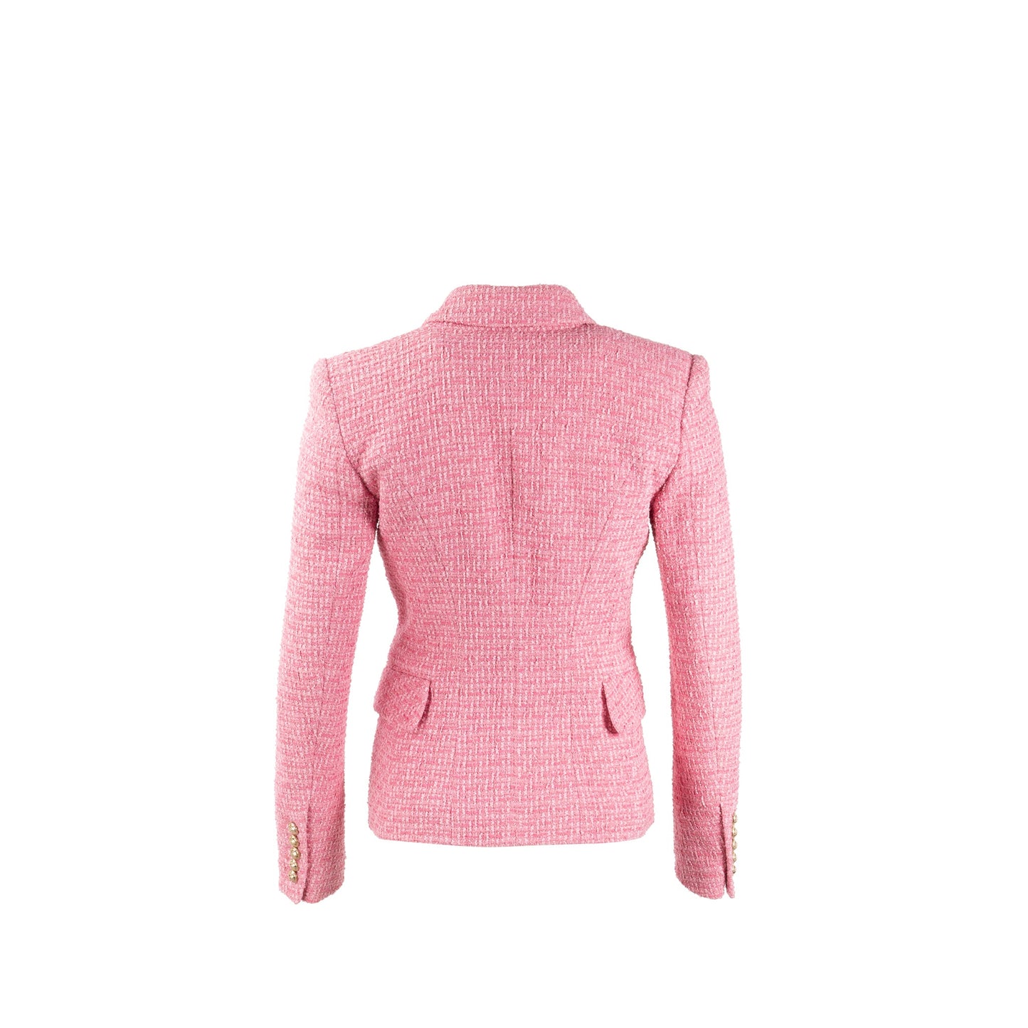 Balmain Size 34 Tweed Jacket Cotton/Polyamide/Virgin Wool Pink