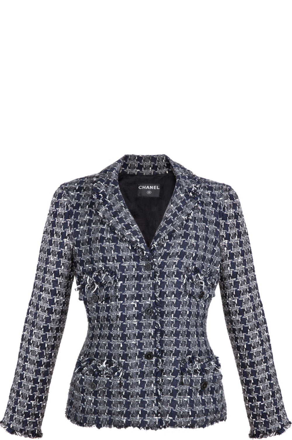 CHANEL Jacket Tweed Navy Grey