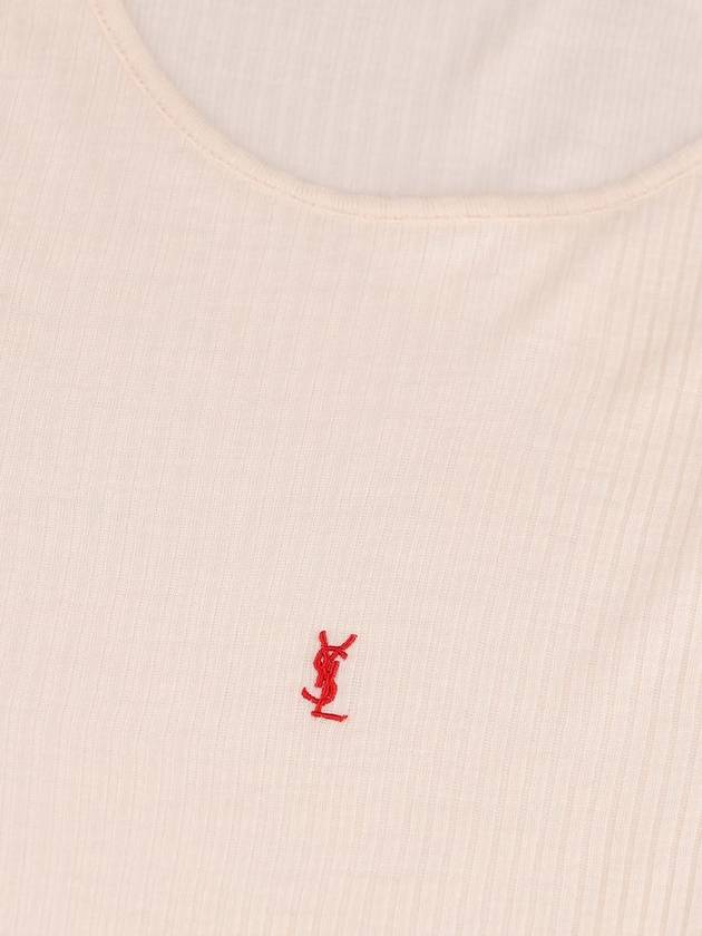Luxury Saint Laurent Cassandre Embroidered Logo Wool Sleeveless White