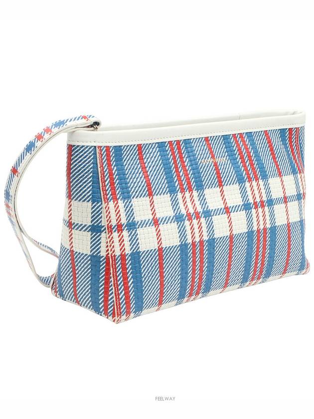 Luxury Balenciaga Multi check printed gold lettering logo hand strap Babes pouch clutch