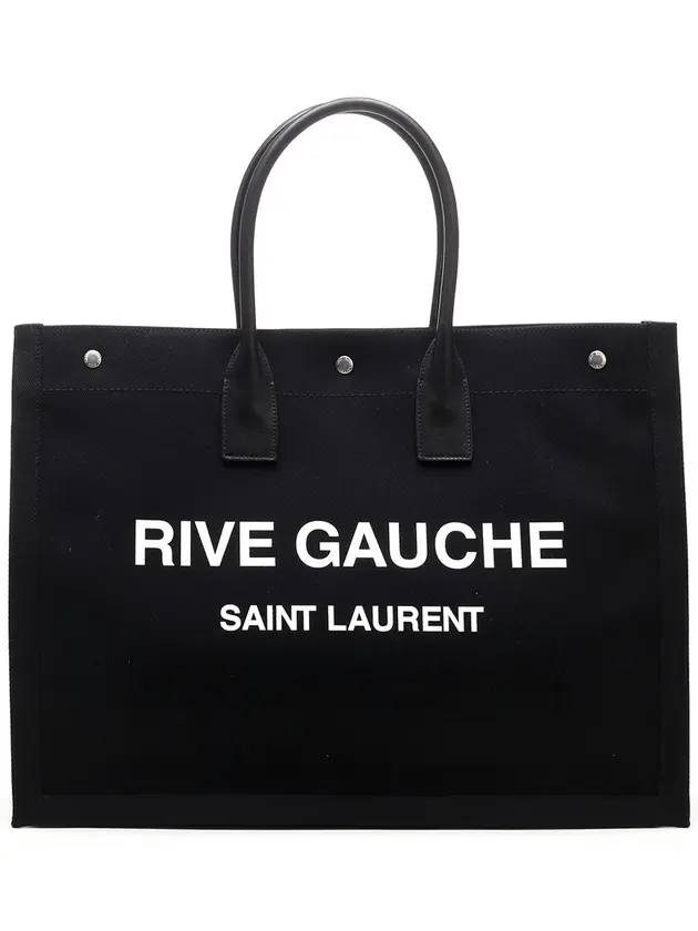 Luxury Saint Laurent Rive Gauche Cotton Canvas Tote Bag Black