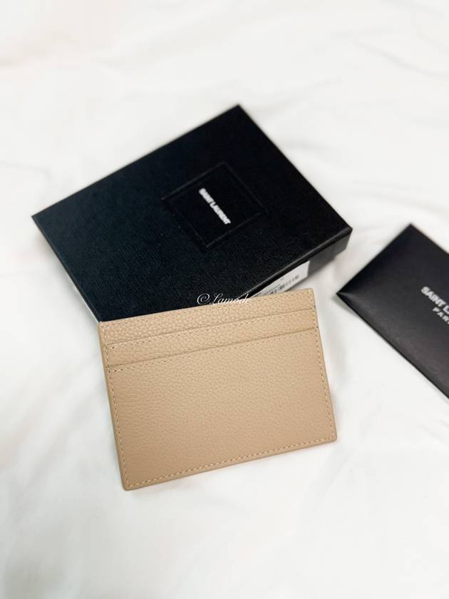 Luxury Saint Laurent Casandre Small Grain Leather Card Wallet Sea Salt