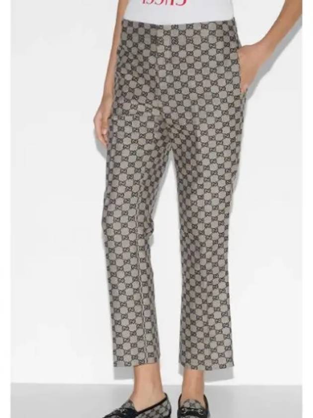 Luxury Gucci Trending 2025 GG Linen Blend Canvas Straight Pants Beige