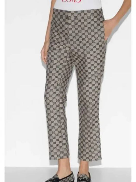 Luxury Gucci Trending 2025 GG Linen Blend Canvas Straight Pants Beige
