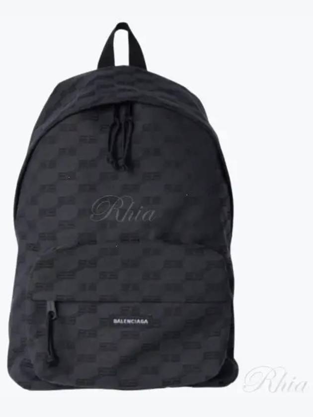 Luxury Balenciaga BB Monogram Jacquard Canvas Medium Backpack Black