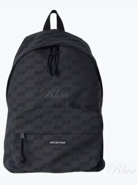 Luxury Balenciaga BB Monogram Jacquard Canvas Medium Backpack Black