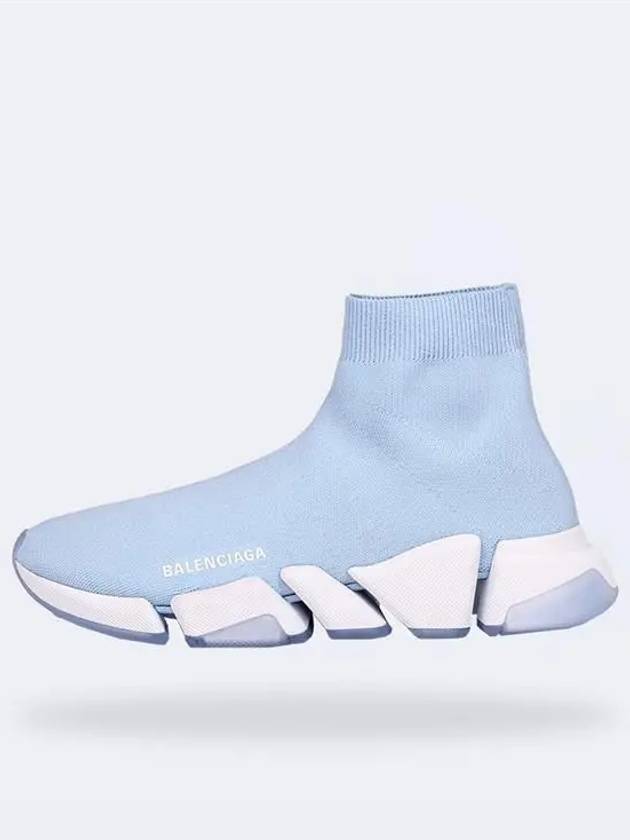 Luxury Balenciaga Speedrunner Knit High Top Sneakers Blue