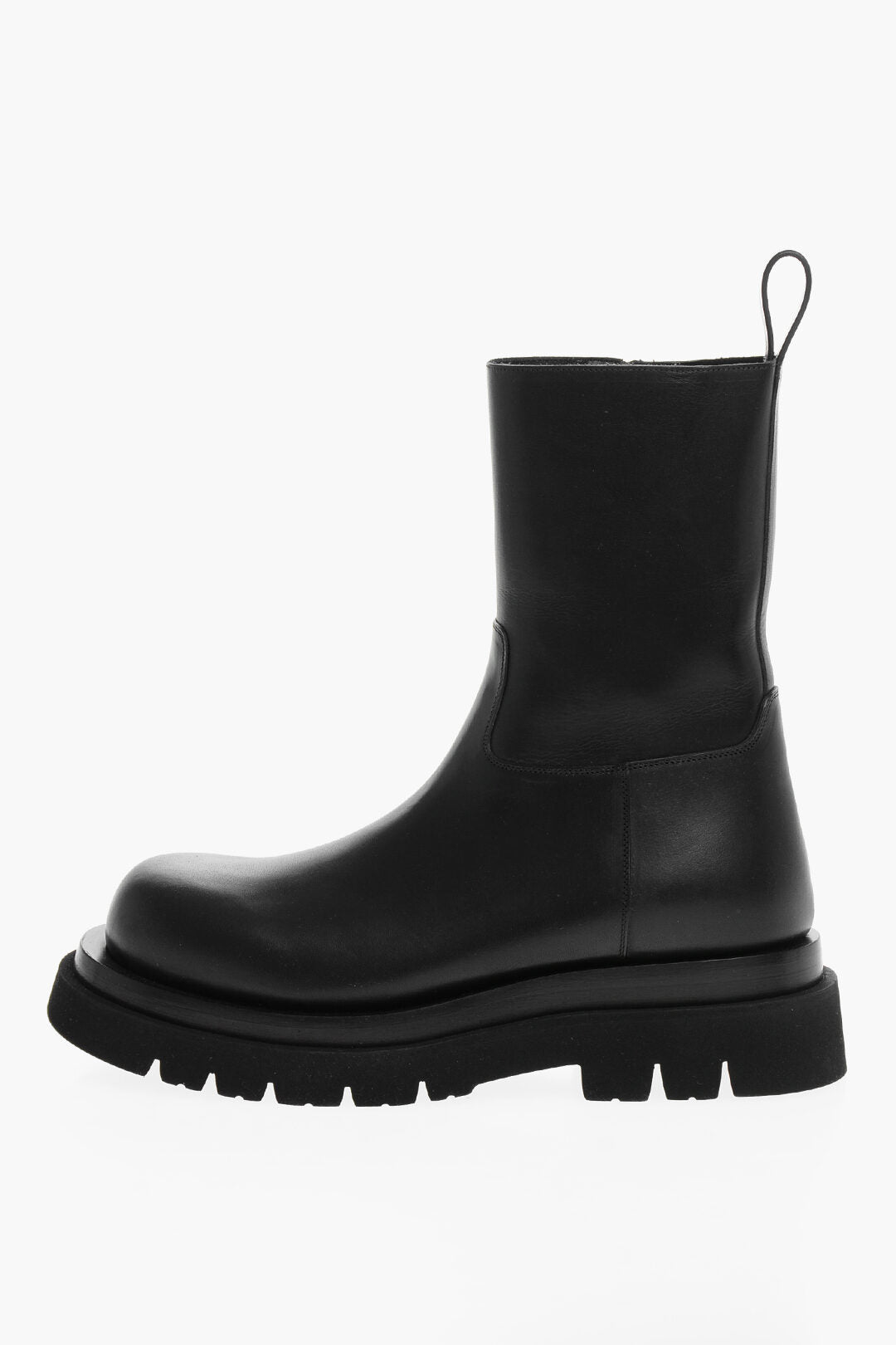 Luxury Bottega Veneta Leather Biker Booties With Rubber Sole