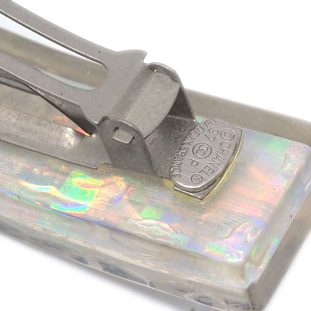 Luxury Chanel 1997 Clear Rainbow Lucite Hair Clip Barrette