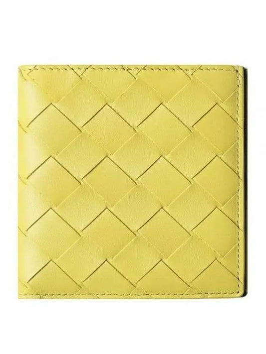 Luxury Bottega Veneta Intrecciato Bifold Leather Half Wallet Yellow