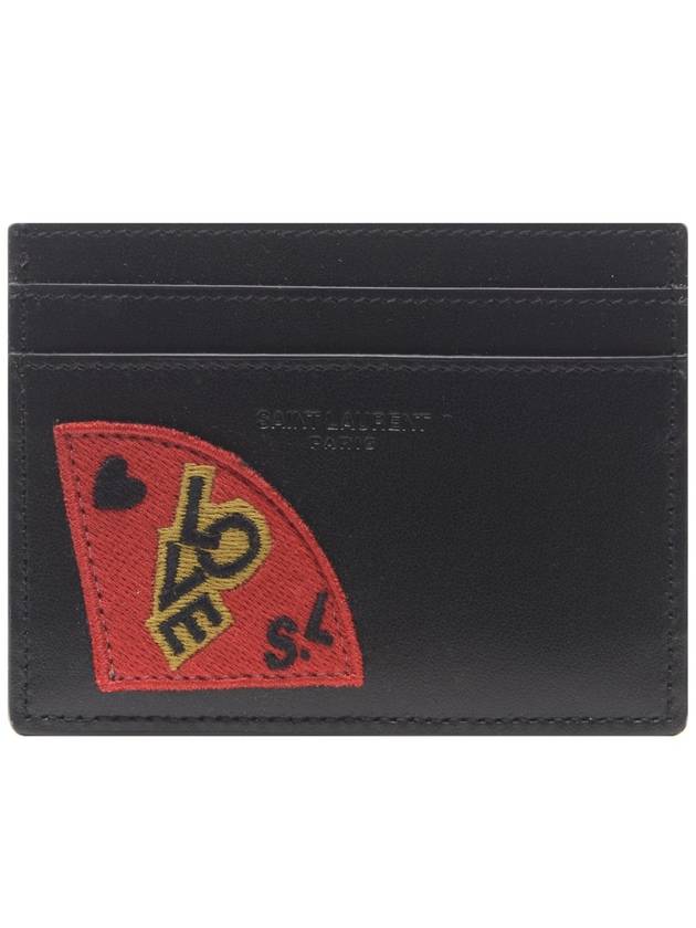 Luxury Saint Laurent SL Love Patch Card Wallet Black