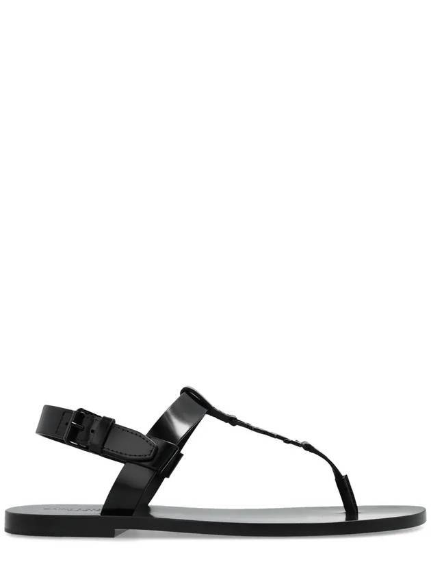 Luxury Saint Laurent Cassandre Flip Flops Black