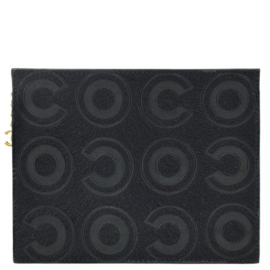 Luxury Chanel Black Pony Hair COCO Pouch Bag
