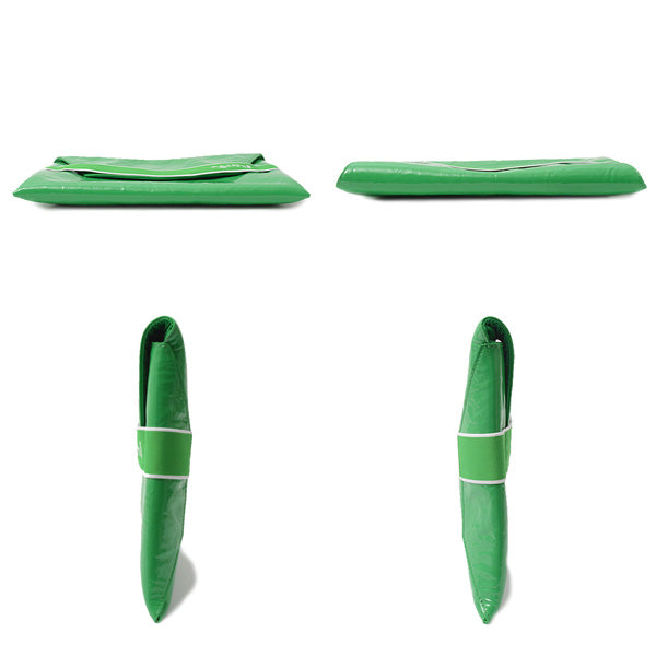Luxury Bottega Veneta Green Enamel Clutch Bag