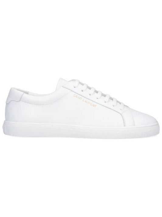 Luxury Saint Laurent Men's Andy Leather Low Top Sneakers White