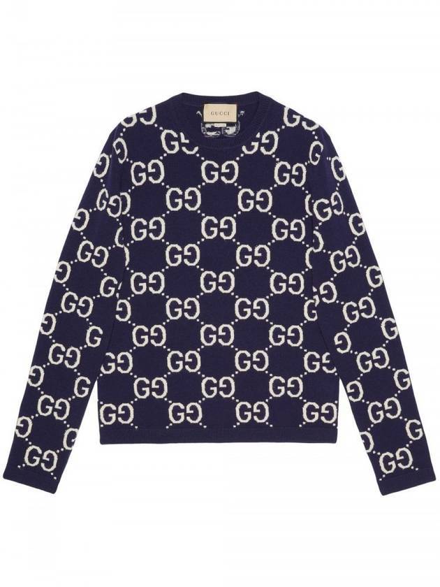 Luxury Gucci Trending 2025 GG Wool Jacquard Knit Top Blue