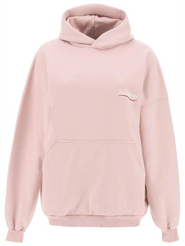 Luxury Balenciaga Embroidered Logo Cotton Hoodie Light Pink