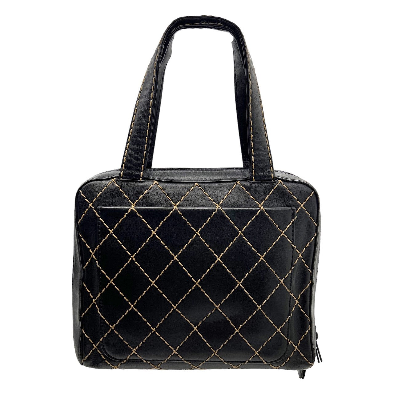 Luxury Chanel bag Black Quilted Wild Stitch Handbag