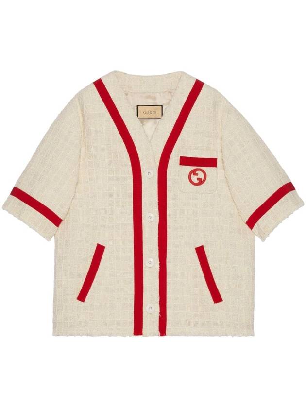 Luxury Gucci Trending 2025 Embroidered Cotton Jacket Ivory Red
