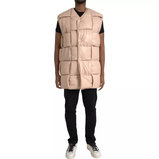 Luxury Bottega Veneta  Quilted Sleeveless Calf Leather Men's Jacket