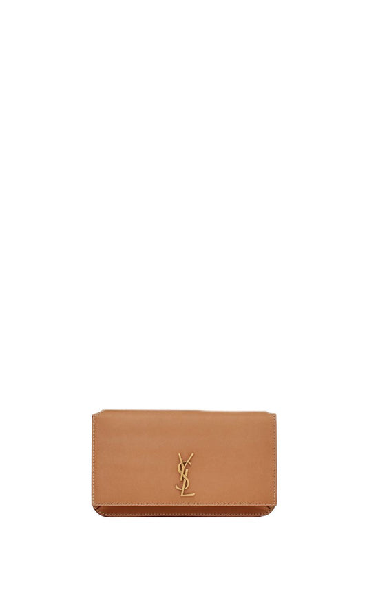 Luxury Saint Laurent Women's Ysl Phone Holder Mo. Masoil C/ in Vintage Brown Gold | 635095BWR6W2725