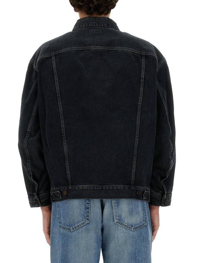 Luxury Saint Laurent Egg Shape Denim Jacket Dark Blue Black