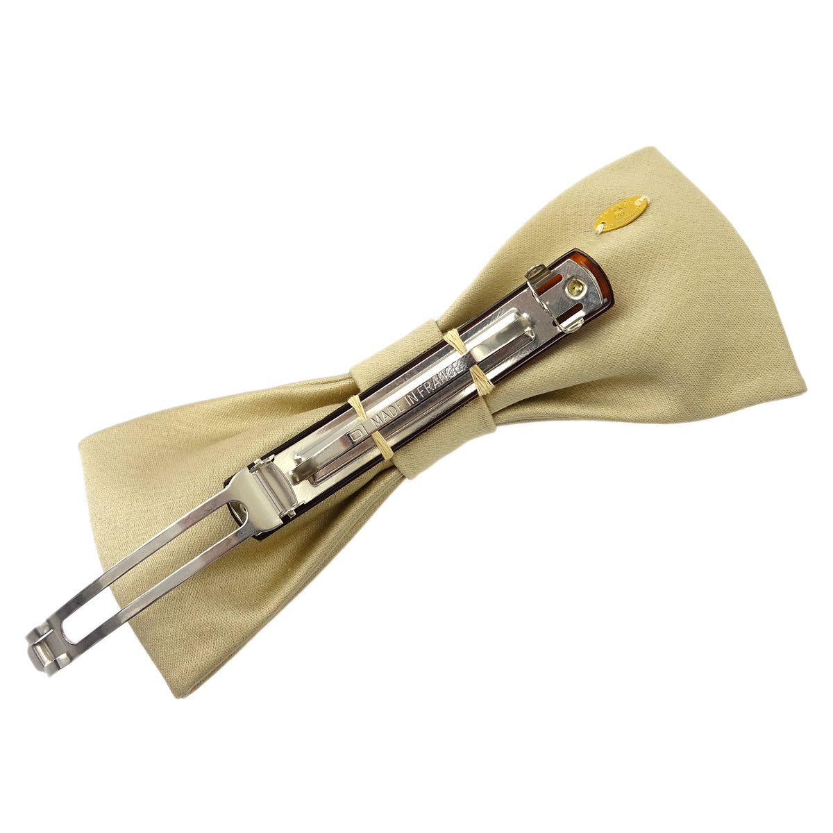 Chanel Bow Hair Clip Hairpin Barrette Beige