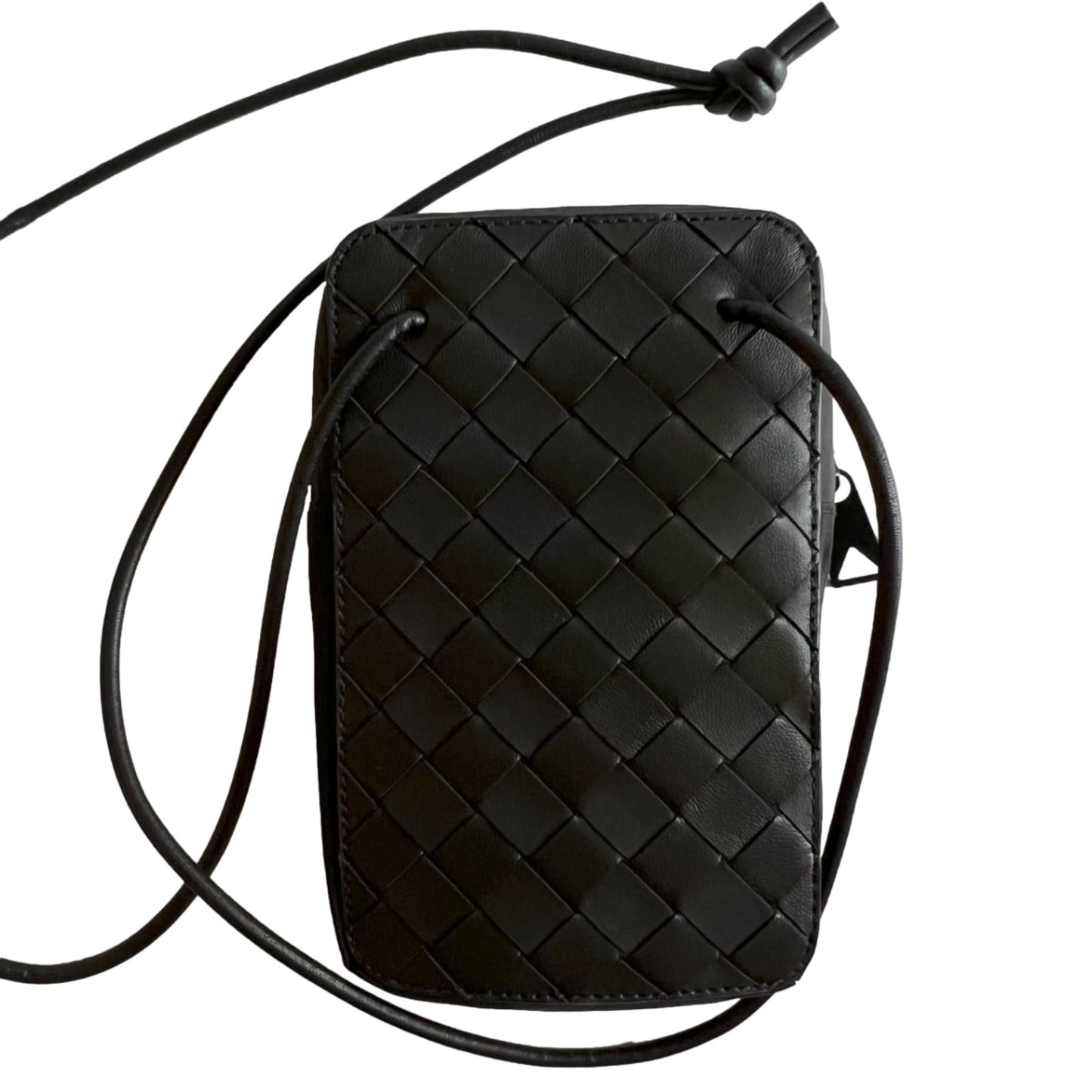 Luxury Bottega Veneta Intrecciato Black Shoulder Bag
