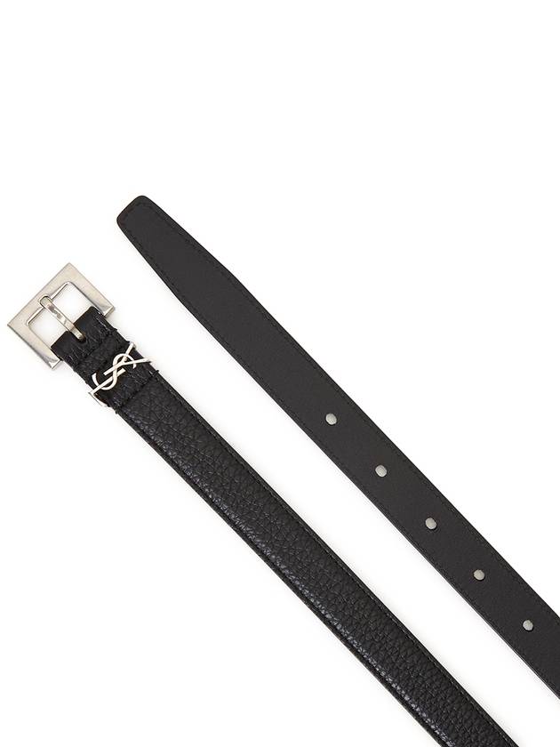 Luxury Saint Laurent Men's Monogram Grain Belt Black