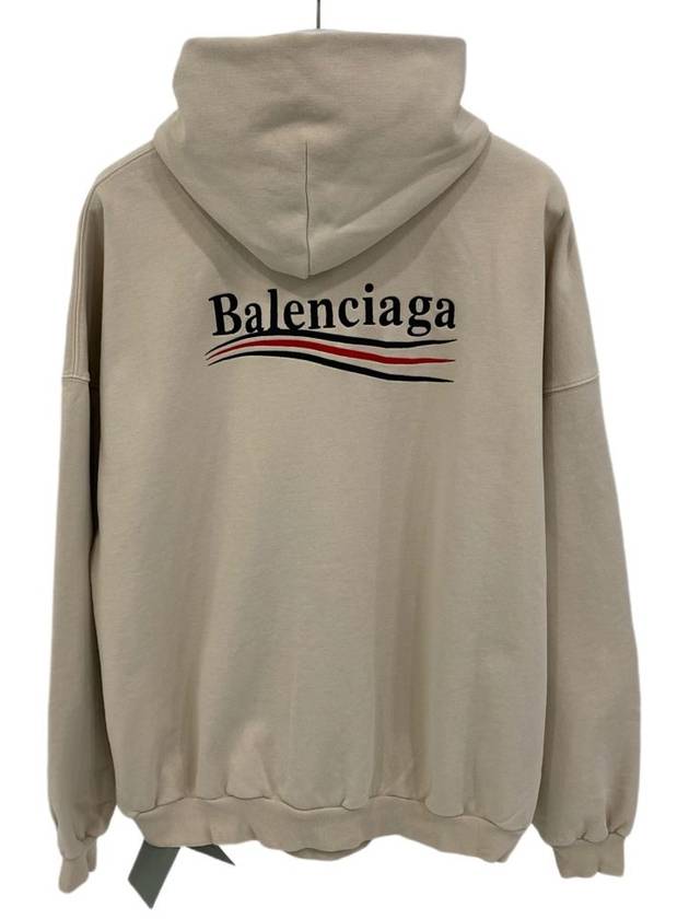 Luxury Balenciaga Embroidered Logo Cotton Hoodie Beige