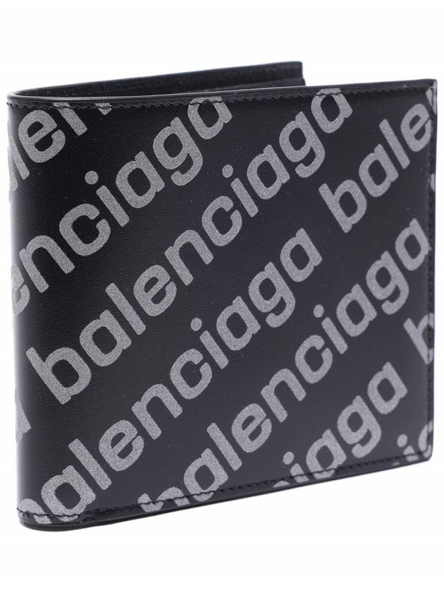 Luxury Balenciaga Reflected Logo Half Wallet Black