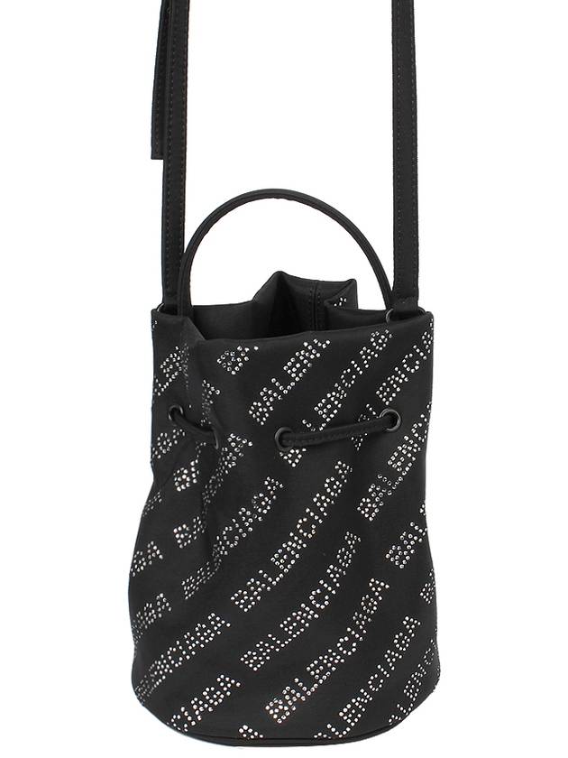 Luxury Balenciaga Crystal Logo Allover Mini Cross Bag Black