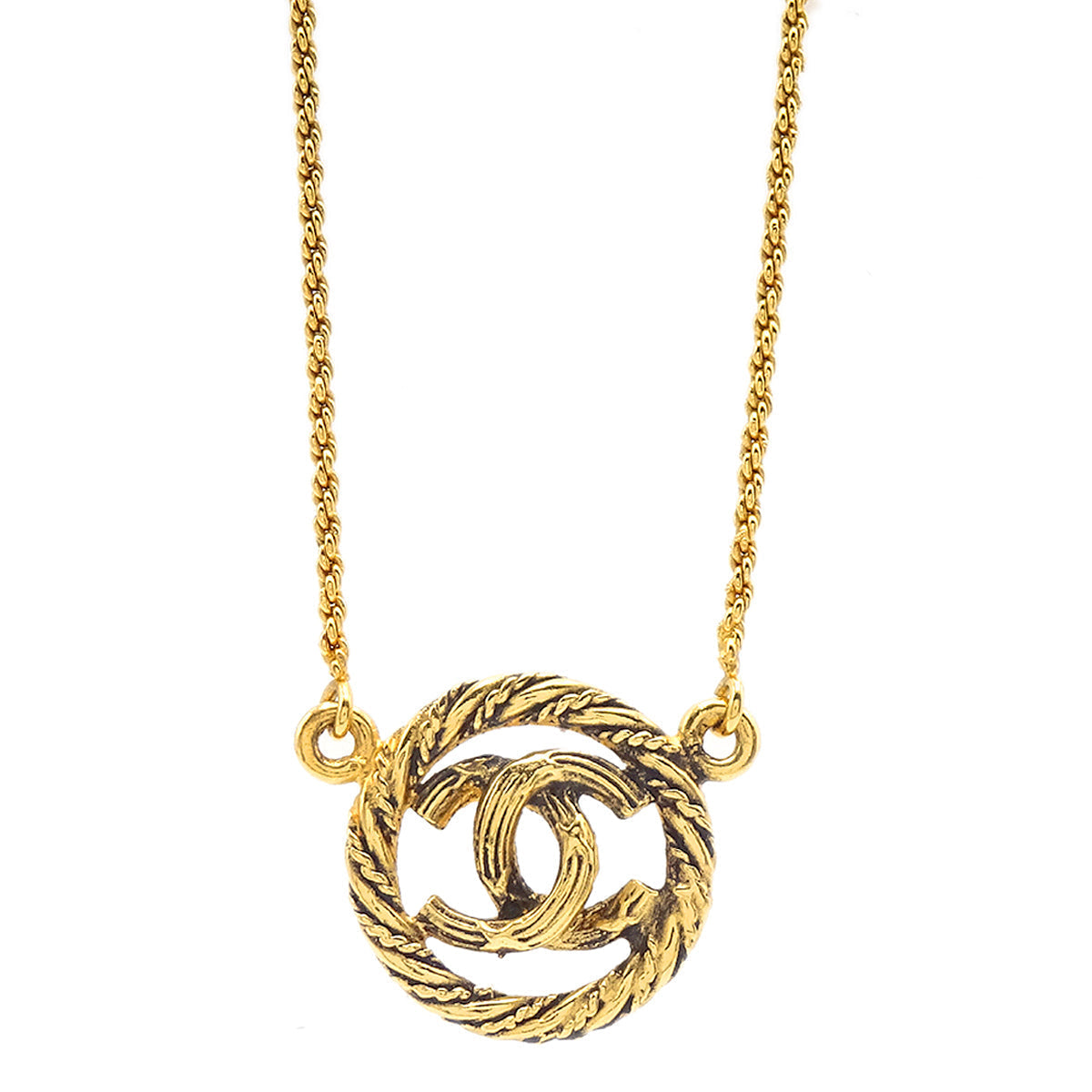 Luxury Chanel Medallion Gold Chain Pendant Necklace 3623
