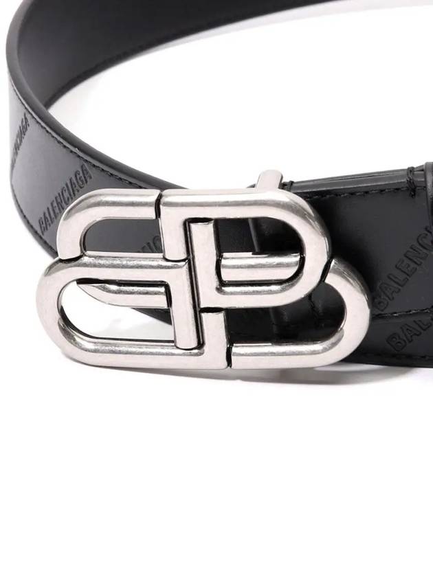 Luxury Balenciaga BB Logo Leather Belt Black
