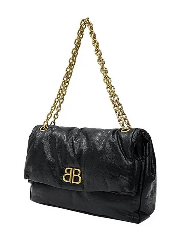 Luxury Balenciaga Monaco Chain Strap Shoulder Bag Black