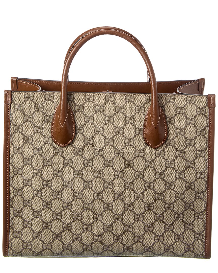 Luxury Gucci Trending 2025 Small GG Supreme Canvas & Leather Tote