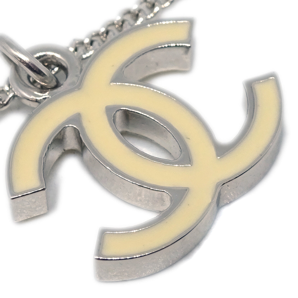 Chanel Chain Necklace Silver White 07V
