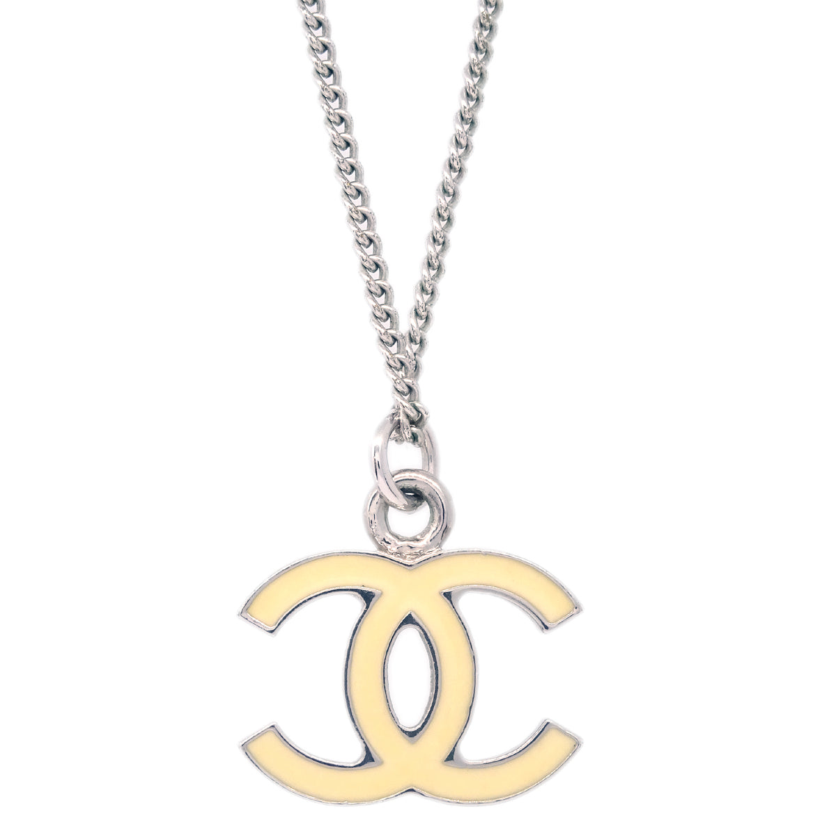 Luxury Chanel Chain Necklace Silver White 06V