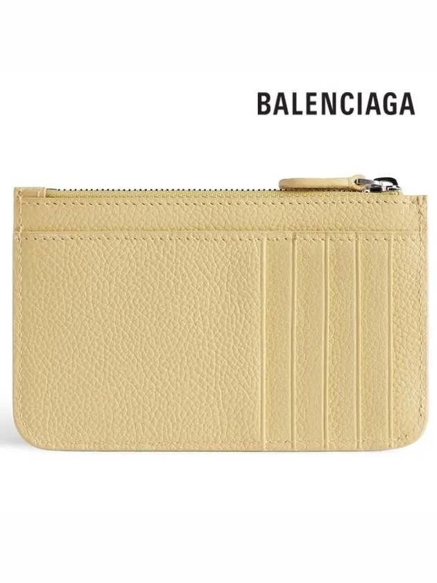 Luxury Balenciaga Cash Large Long Coin Card Wallet Light Yellow